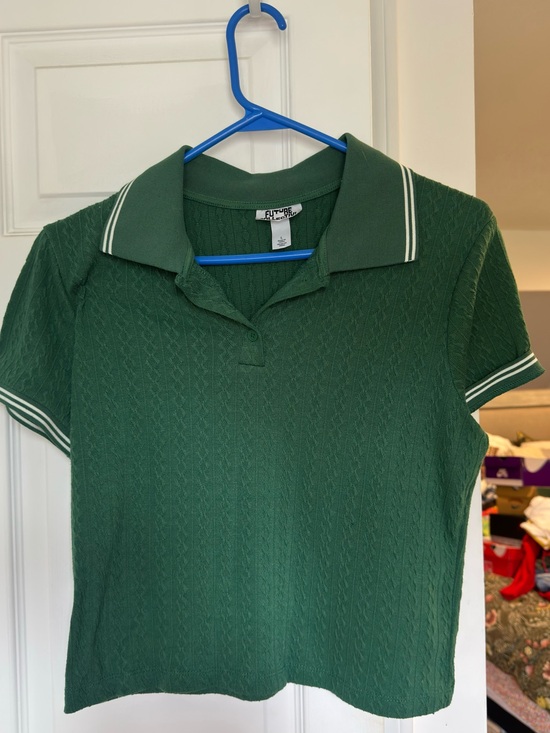 Future Collective Tops - Future Love Green Polo Crop Top